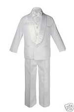6pc Baby White Satin Shawl Lapel Suit Tuxedo Turquoise Satin Pick Color Vest S-8