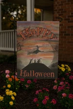 Halloween Garden Flag Double Sided Witches 9x12 Fall Decor Spooky Scene
