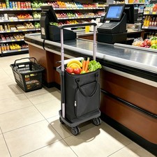Shopping Trolley, Wide Handle Wheeled Grocery Trolley with Removable Cooler Bag