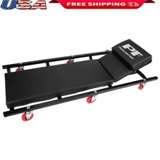 Rolling Shop Creeper Adjustable Headrest Padded Steel Swivel Casters New