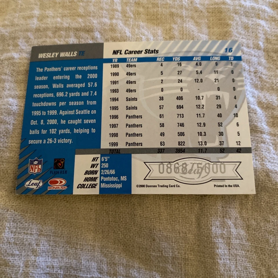 2000 Leaf Limited - Wesley Walls #16 /5000 - Image 2 of 2