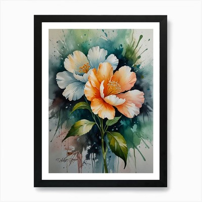 Zwei Pfingstrosen Kunstdruck gerahmt Wandbild Poster Leinwanddruck Bild