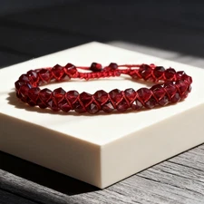Natural Red Garnet Stone Bracelet Boho Handmade Healing Reiki Gemstone Jewelry