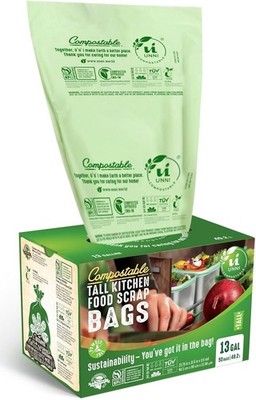 Compostable 13 Gallon Trash Bags, 50 Count, Extra Thick, BPI & CMA Certified