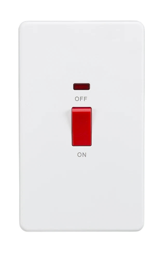 Knightsbridge 45a Cooker Switch with Neon - SCREWLESS - SF8332NMW