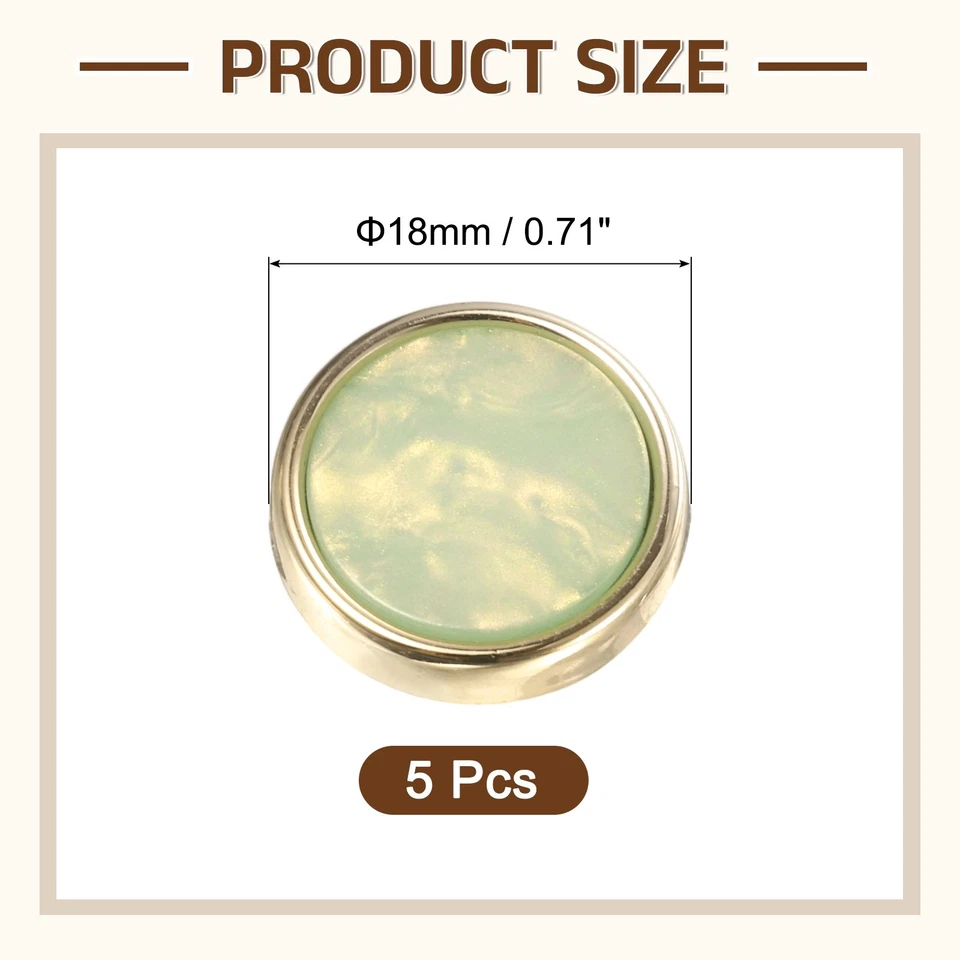5Pcs Round Button, 18mm/0.7" Resin Decorative Pattern Button, Light Green - Image 2 of 4