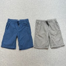 Old Navy Bundle of 2 Built-In Flex Twill Shorts Boys L Beige Blue Elastic Waist