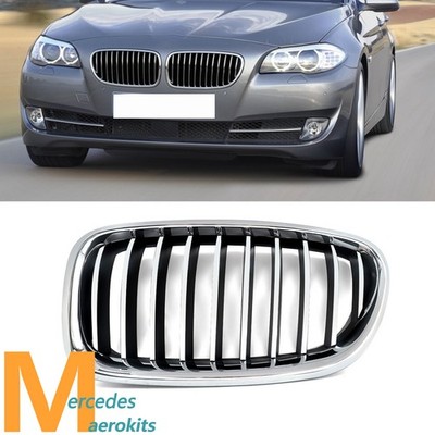 Left Driver Front Bumper Grille For BMW 5 Series F10 F11 2014-2016 Chrome+Black
