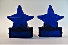 Blue Glass Starfish Votive or Tealight Candle Holders, Nautical theme Set of 2