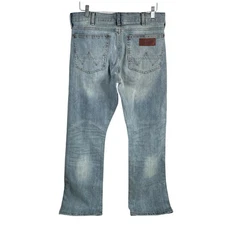 Wrangler Retro Slim Boot Jeans Mens (Actual 32x32) Blue Denim Stretch Western