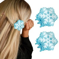 2Pcs Christmas Hair Claw Clips for Thick Hair And Thin Hair Winter Snowflake ...