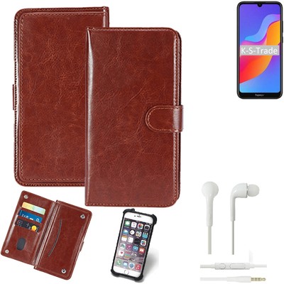 Handy Hülle für Huawei Honor 8A + Earphones Flip Case Schutzhülle Klapp Tasch