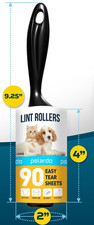 4 Large Lint Rollers for Pet Hair, Sticky, Remover for Couch, Clothes, 90 sheets