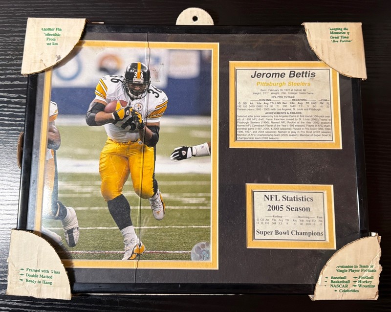 Jerome Bettis Pittsburgh Steelers 14 X 11 Matted Wall Plaque CRACKED GLASS