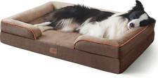 Orthopedic Bolster Dog Sofa Bed with Removable Cover, Dark Brown, Large