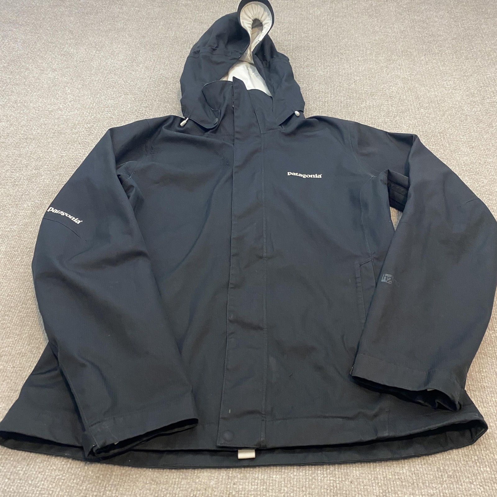 Patagonia Jacket Womens Large Black H2No RECCO Hooded Waterproof Ski Snowboard