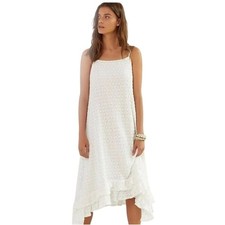 Anthropologie Womens Large Petite Crochet Lace Ruffle Midi Dress White
