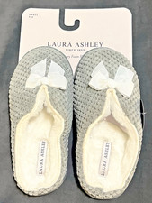 NWT Laura Ashley Spa Collection Women's Slippers Gray Memory Foam Sz Small 5-6 