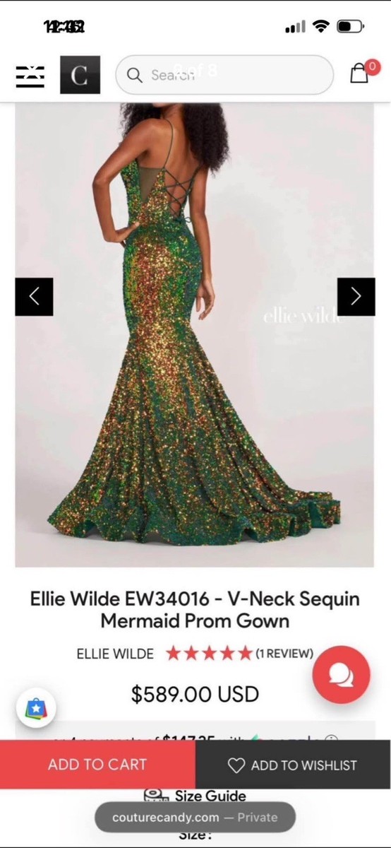 Ellie Wilde Prom Dress Size 8 | eBay