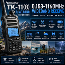 Quansheng TK-11(8) Quad Band 10W Ham Radio Airband NOAA USB-C 3000mAh