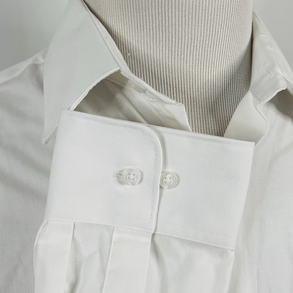 NUEVO CON ETIQUETAS Camisa de Vestir Bergamo New York 16 16.5 32/33 Ajustada Sin Arrugas Algodón Blanco Foto 4 de 4