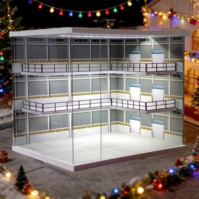 Diorama 1/64 Die-Cast Car Garage Model LED Street Building Parking Lots Scene US