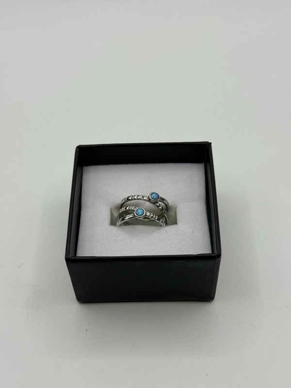 JOOLALA .925 Sterling Silver Fire Opal Temptation Ring Size 7.5