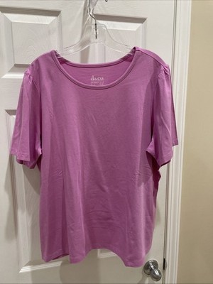 Denim & Co Womens Essentials ￼Short sleeve Top Gorgeous Purple Size 1XL pretty