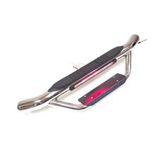 36" Tow Hitch Drop Step Bar Guard with LED Brake Light 6.5" Round End Chrome ...