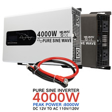 4000 Watt 8000W Pure Sine Wave Power Inverter 12V Battery RV, Solar