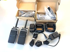 2 UHF PD602 two way radios with accessories 400-527MHz in good working conditio