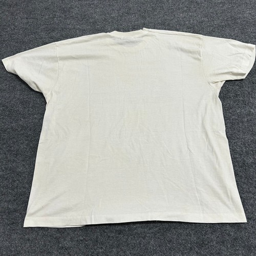 Cream Fruit of the Loom men’s XXL t-shirt with back graphic showing covered bridges and text “Bridges of Madison County USA.”