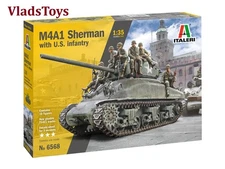 Italeri Plastic Model kit 1/35 Scale WWII M4A1 SHERMAN w/ 10 U.S. infantry 6568