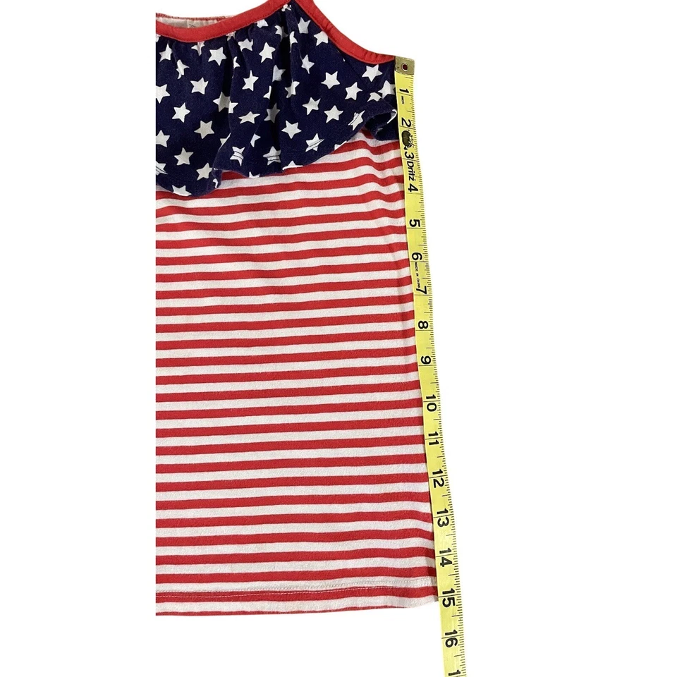 Camiseta sin mangas Jumping Beans correas patrióticas de espagueti algodón ligeramente usada niñas talla 7 Foto 4 de 4