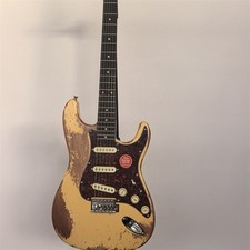 electric guitar aged yellow tremolo bridge SSS pickups guitar free shipping