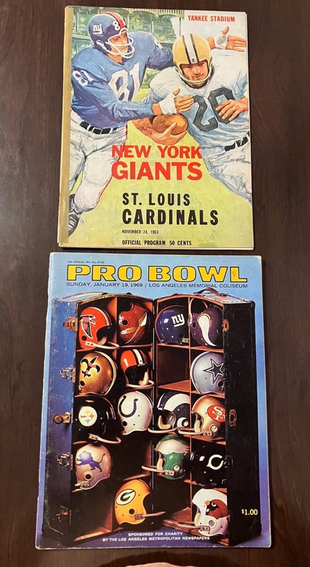 Nov. 24,1963 Giants-Cardinals NFL Program + 1969 Pro Bowl Program Jan. 19, 1969