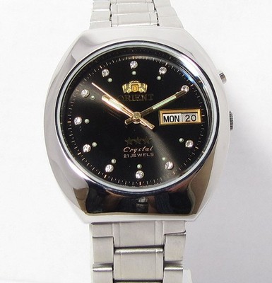 Vintage ORIENT Crystal 3 STARS Men Automatic Japan Armbanduhr Stainless Steel