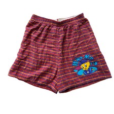 Vintage Looney Tunes Tweety Bird Men Red Plaid Cartoon-Themed Boxer Short Size L