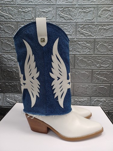 NUEVAS BOTAS OCCIDENTALES ADIVINAR Raegan para mujer-denim/blancos talla 9 - Imagen 2 de 18