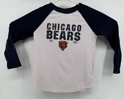 Chicago Bears Shirt Boys Long Sleeve White Blue NFL Team Apparel Size Large