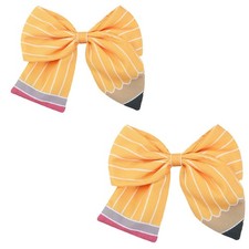 2 PCS Big Yellow Pencil Hair Clips, Stripe, Back to School, Girls, Students
