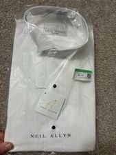 NWT Neil Allyn Tuxedo Shirt Mens S 32/33 White Laydown Collar Pleated