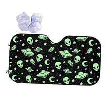 Green Alien Moon UFO Car Front Windshield Sun Shade,Auto Onesize Style 9