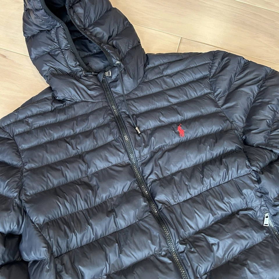 Chaqueta con capucha Ralph Lauren Polo Bleeker negra acolchada para hombre XL Foto 2 de 4