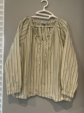 Nine West Jeans Top Shirt Womens 2X Green Tunic Peasant Sleeve