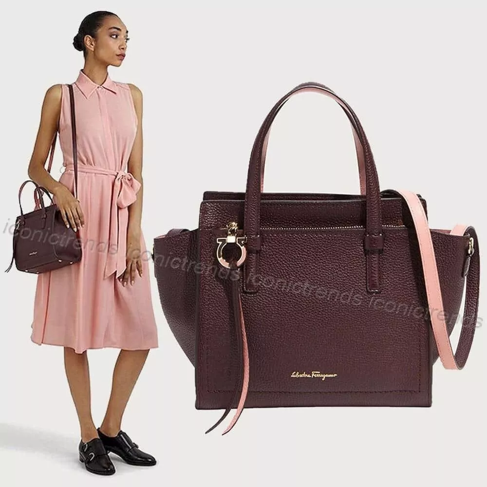 NWT Box Salvatore Ferragamo Leather Small Amy Crossbody Wine