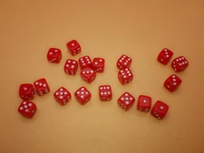 Twenty Red with White D6 5MM OPAQUE Color Gaming Dice Rounded Corner