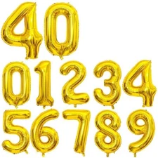 Giant Foil 40" Gold Number Self Inflating Balloons Birthday Age Party Wedding