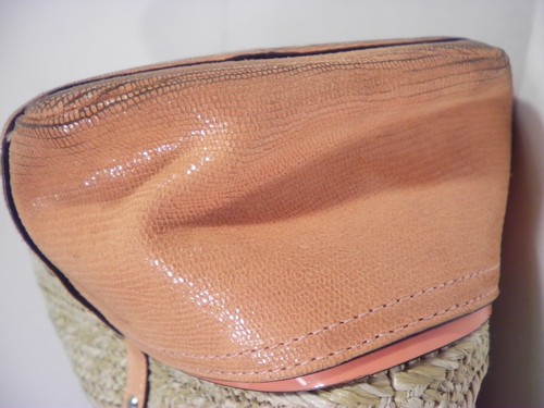 Coach Alexandra Python Peach Purse Straw Tote F21959 Studded Coral Handbag B1320 - Picture 16 of 24