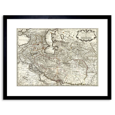 Map Antique Middle East Iran Persia De L'Isle Framed Art Print 9x7 Inch